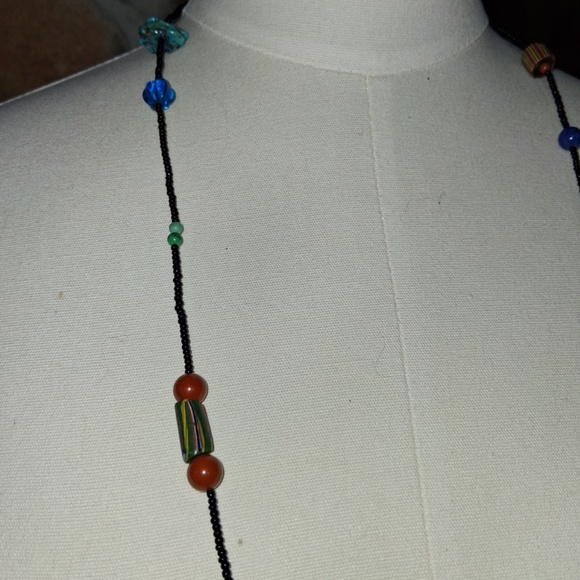 NWOT Vintage 32 Inch Long Seed Bead, Polymer Clay and Gemstone Necklace - Picture 5 of 7